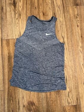 Nike Heather Gray Running Tank with Black Swoosh